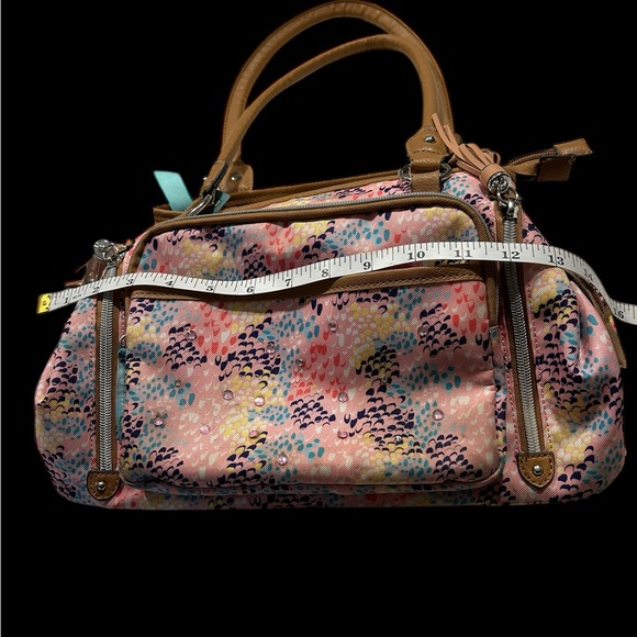 A very pretty pink and blue purse with bling and tassels - Picture 11 of 14